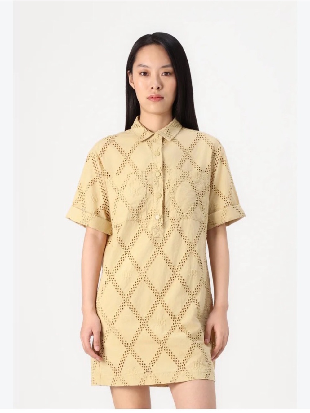 UGG Beige Eyelet Polo Shirt Dress